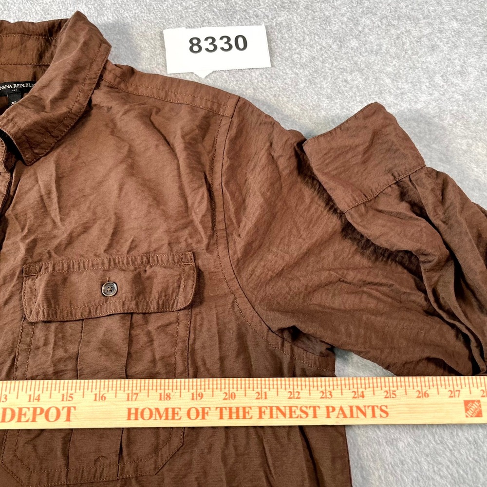 Banana Republic Shirt Dress Womens XL Brown Rayon Collared Button Front Casual - Picture 3 of 5